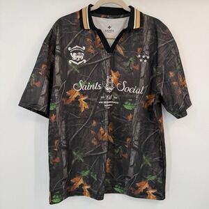 Saints Studio Social Club Camo Jersey Mens Large Forest Camouflage Number 5 Tee